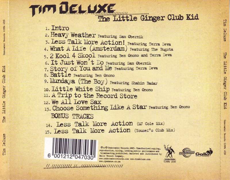 TIM DELUXE - The little ginger club kid (CD) CDRPM 1838 EX