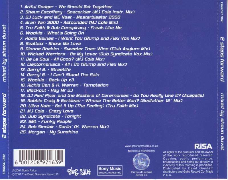 PURE SILK presents - 2 steps forward - mixed by Shaun Duvet (CD)  VG+ (R25 SALE)