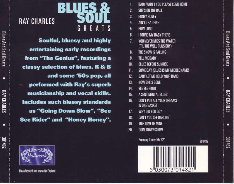 RAY CHARLES -  Blues and soul greats (CD) 301482 (Hallmark)
