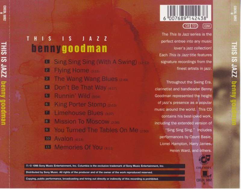 BENNY GOODMAN - This is jazz (CD) CDCOL 5092 H NM