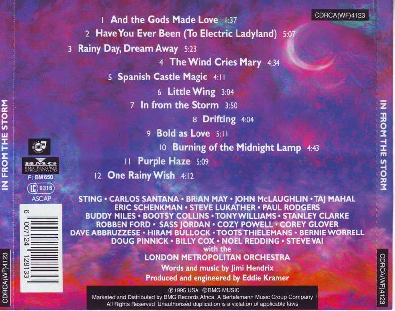 IN FROM THE STORM - The music of Jimi Hendrix (CD) CDRCA (WF) 4123 NM