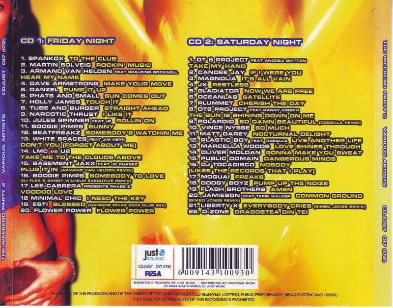 THE WEEKEND PARTY 2 - Compilation (double CD) CDJUST 017 (172) EX/NM-