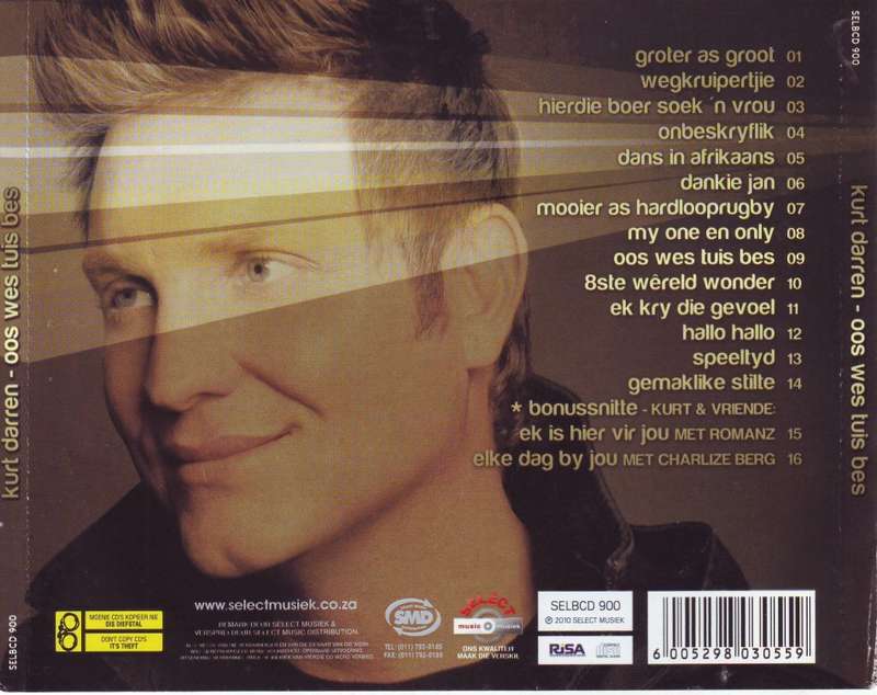 KURT DARREN - Oos wes tuis bes (CD) SELBCD 900  (R25 SALE)