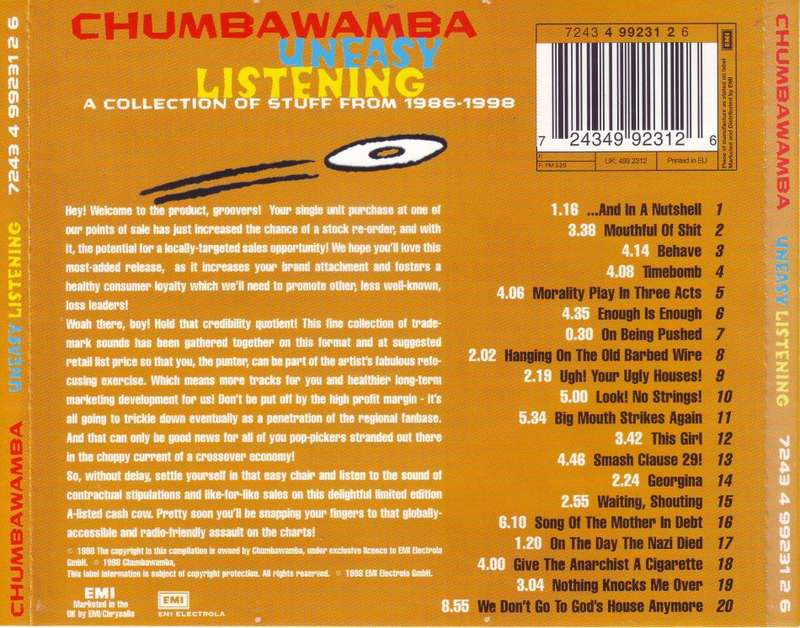 CHUMBAWAMBA - Uneasy listening (CD) 7243 4 99231 2 6 NM-