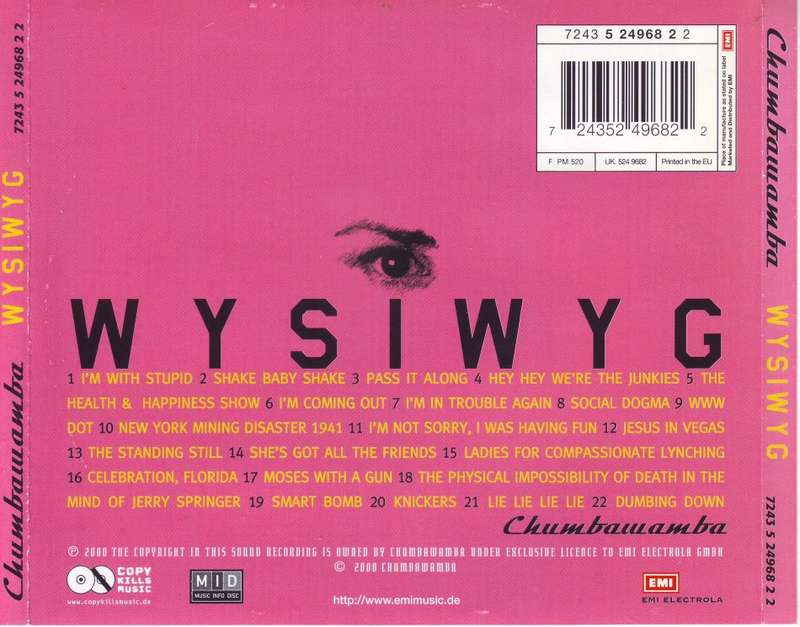 CHUMBAWAMBA - Wysiwyg (CD) 7243 5 24968 2 2 EX