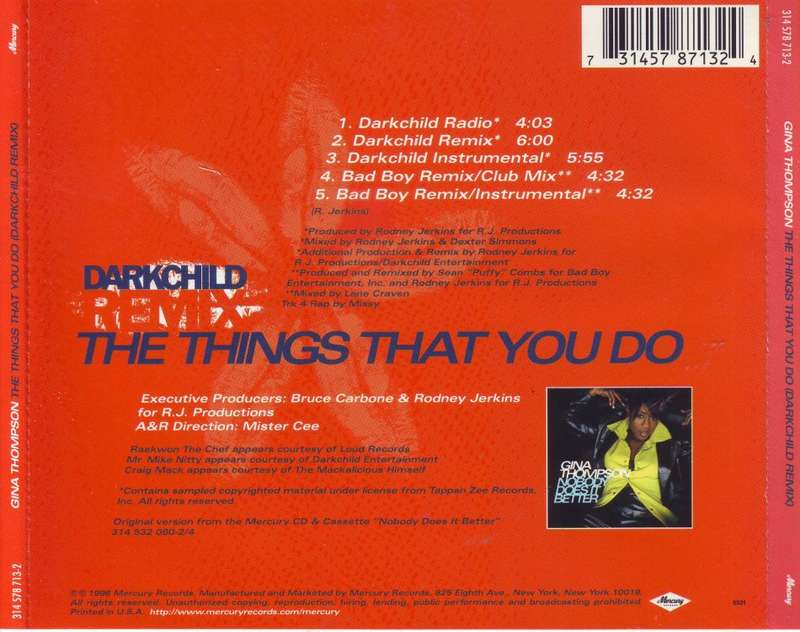 GINA THOMPSON - The things that you do (darkchild remix)  (CD single) 314 578 713-2