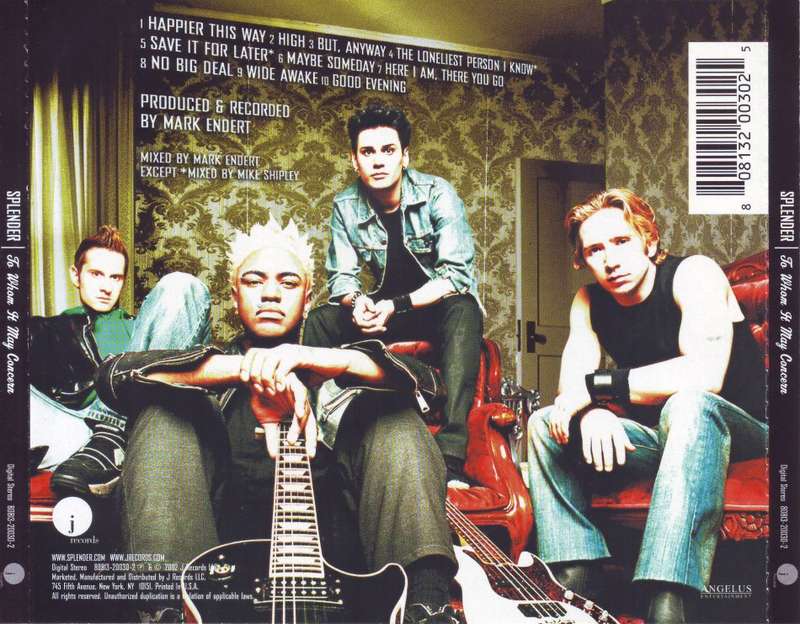 SPLENDER - To whom it may concern (CD) 80813-20030-2 NM (R25 SALE)