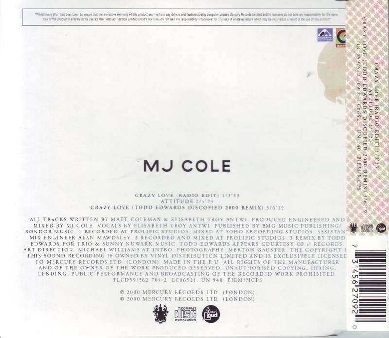 MJ COLE - Crazy love (CD single) TLCD59/562 709-2