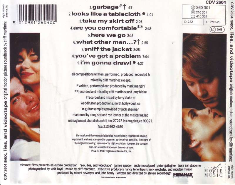 SEX, LIES & VIDEOTAPE - Original motion picture soundtrack (CD, water marks on cover) CDV 2604 NM