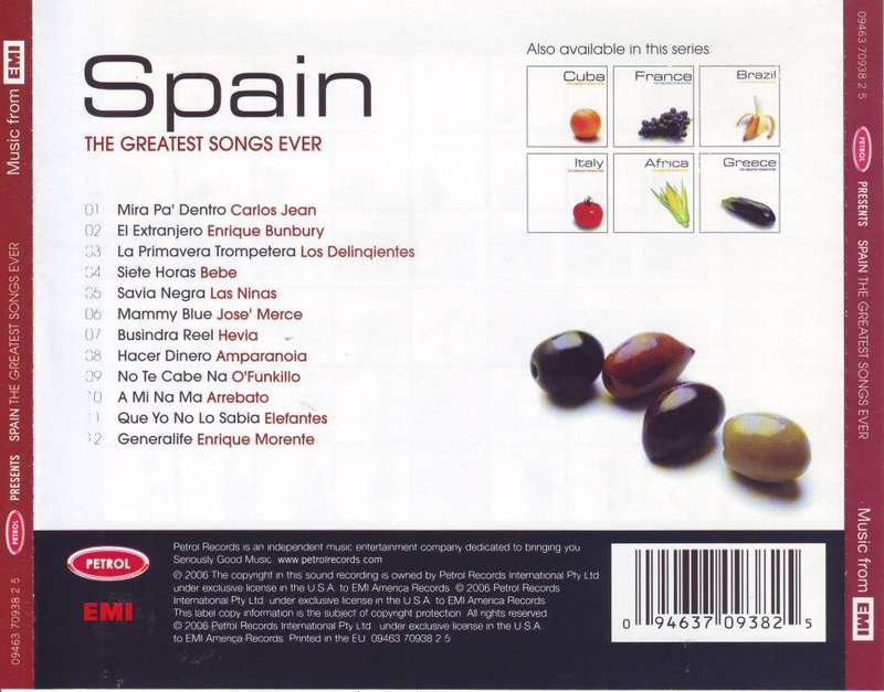 SPAIN THE GREATEST SONGS EVER - Compilation (CD) 09463 70938 2 5 NM (R25 SALE)