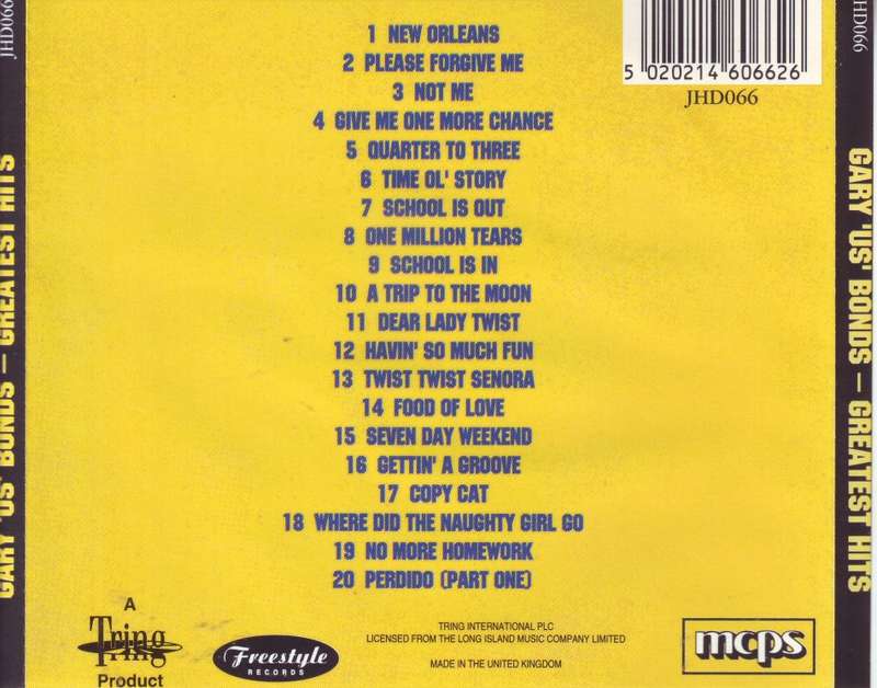 GARY `US` BONDS - Greatest hits (CD) JHD066 EX