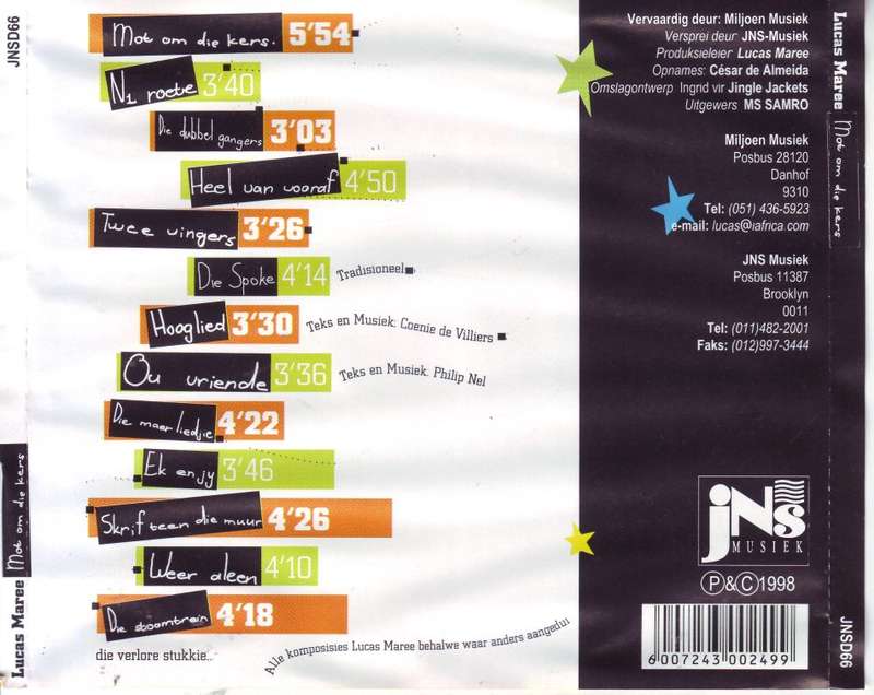 LUCAS MAREE - Mot om die kers (CD) JNSD66 (FREE BULK SHIPPING)
