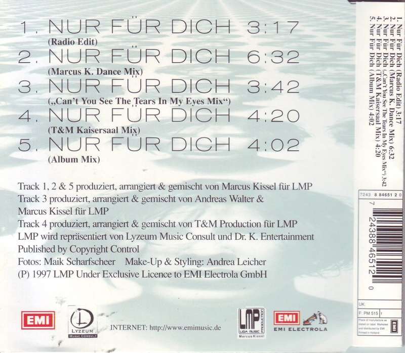 ALINA - Nur fur dich (CD single) 7243 8 84651 2 0 EX