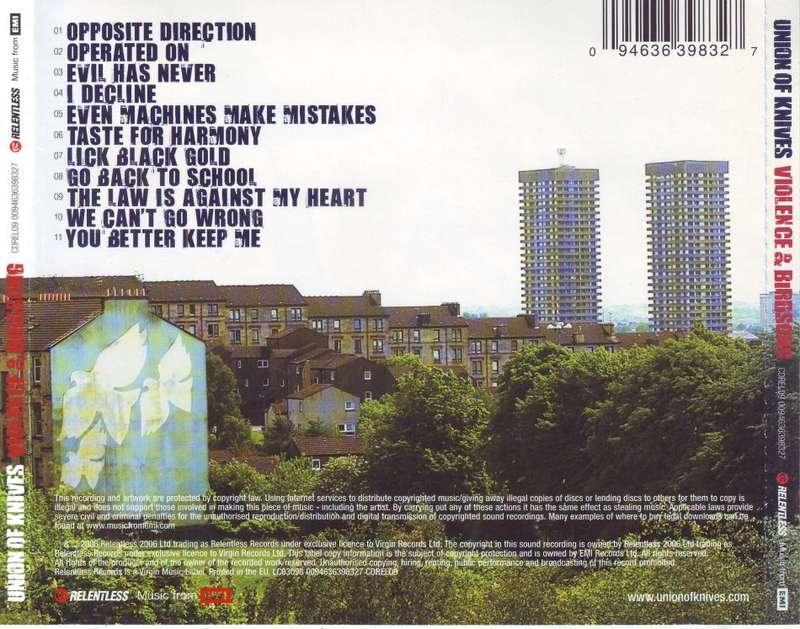 UNION OF KNIVES - Violence and birdsong (CD) CDREL09 NM (R25 SALE)