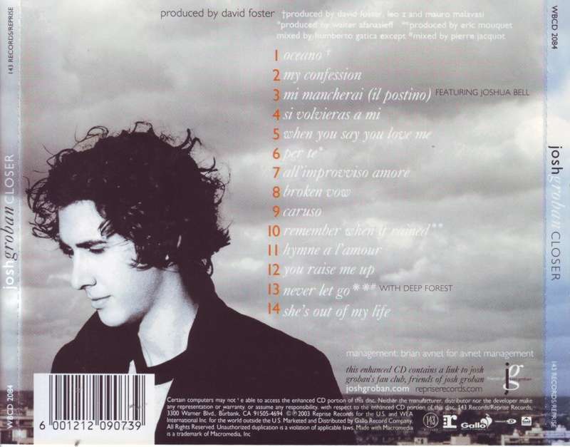 JOSH GROBAN - Closer (CD) WBCD 2084