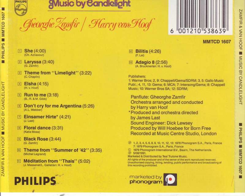 ZAMFIR & VAN HOOF - Music by candlelight (CD) MMTCD 1607 VG+