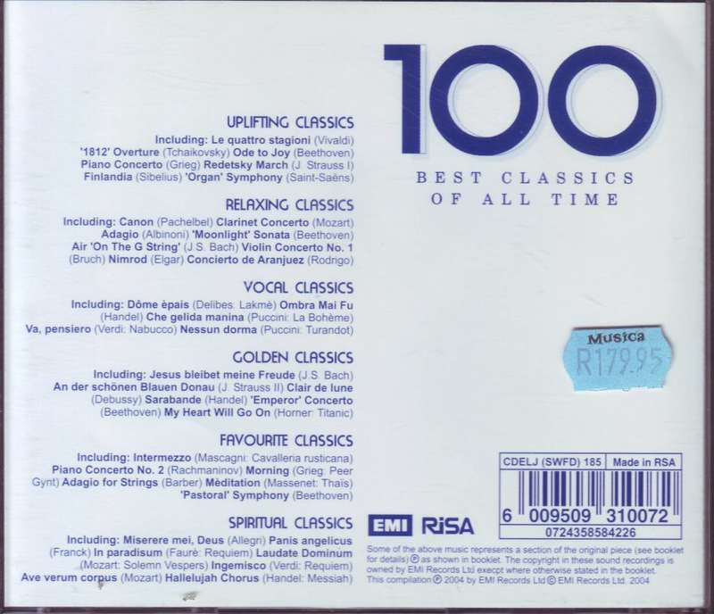 100 BEST CLASSICS OF ALL TIME - Compilation (6 CD set) CDELJ (SWFD) 185 NM