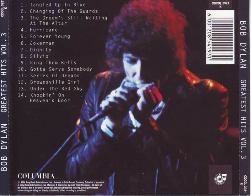 BOB DYLAN - Bob Dylan`s Greatest Hits Vol. 3 (CD) CDCOL 3921 K NM