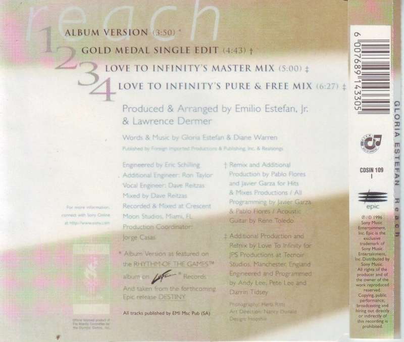 GLORIA ESTEFAN - Reach (CD single) CDSIN 109 1 EX