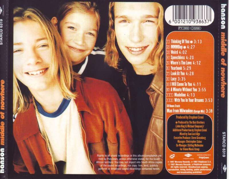 HANSON - Middle of nowhere (CD, some skipping) STARCD 6319 (FREE BULK SHIPPING)