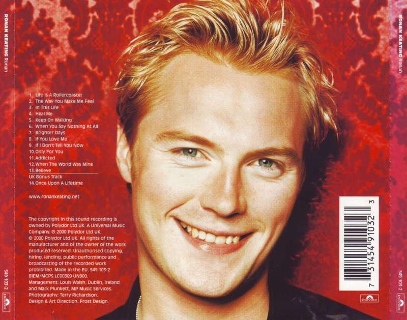 RONAN KEATING - Ronan (CD, back inlay only, booklet missing) VG+ (FREE BULK SHIPPING)
