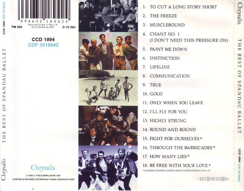 SPANDAU BALLET - The Best Of Spandau Ballet (CD) CCD 1894 CDP 3218942 (FREE BULK SHIPPING)
