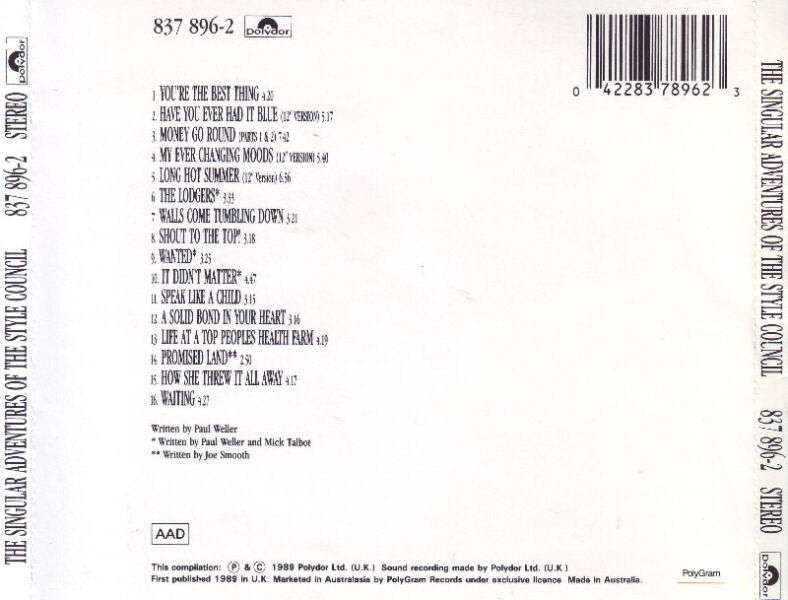 THE STYLE COUNCIL - The Singular Adventures Of The Style Council (CD) 837 896-2 EX