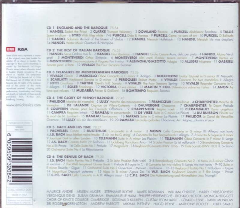 100 BEST BAROQUE - Compilation (6 CD set) CDELJ (SWFD)208 EX