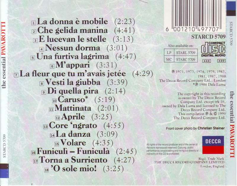 PAVAROTTI - The Essential Pavarotti (CD) STARCD 5709 EX