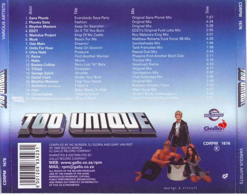 TOO UNIQUE -  Compilation (CD) CDRPM 1676 NM- (R25 SALE)