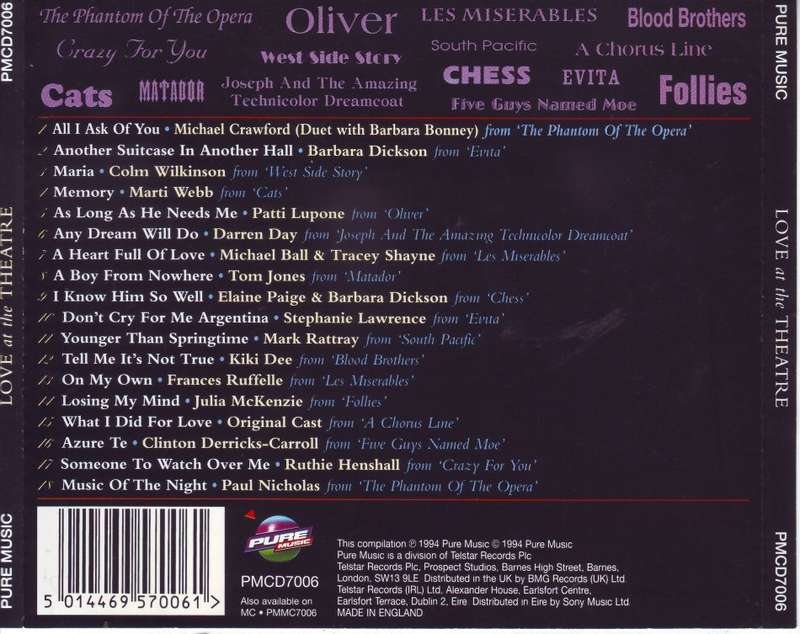 LOVE AT THE THEATRE - Compilation (CD) PMCD 7006 EX