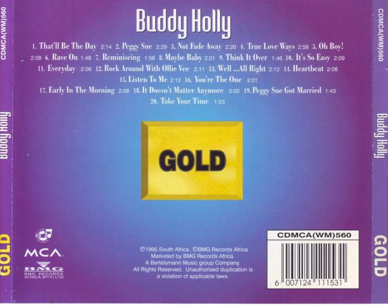 BUDDY HOLLY - Gold (CD) CDMCA(WM)560 NM-
