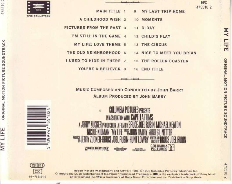 MY LIFE - Original motion picture soundtrack (CD) 475510 2 EX