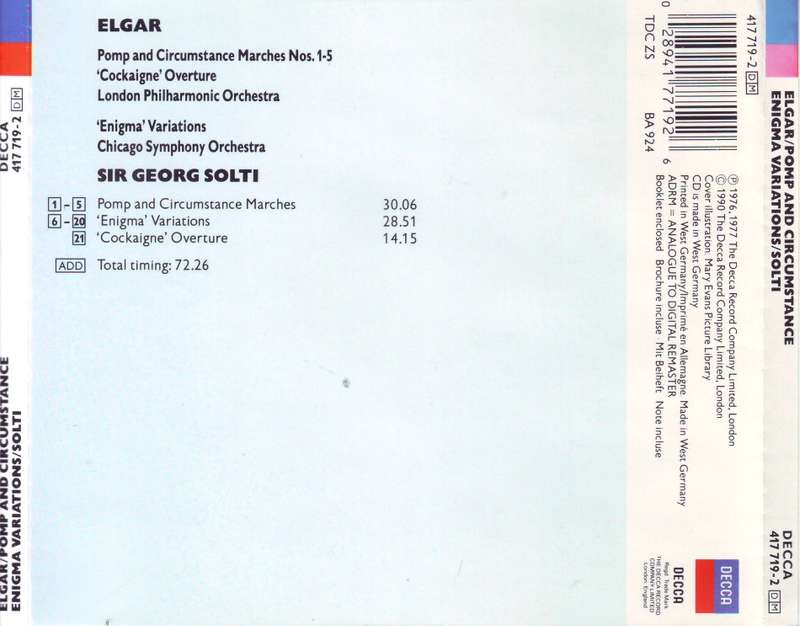 ELGAR - Pomp and circumstance marches 1-5/ enigma variations (CD) 417 719-2 NM (R25 SALE)