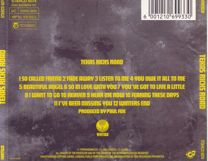 TEXAS - Ricks road (CD) STARCD 6074 EX