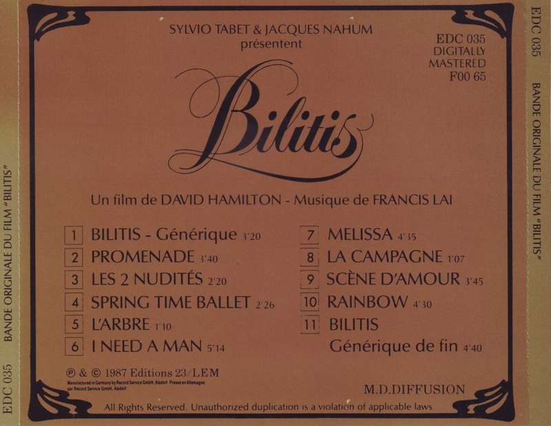 BILITIS - Bande originale du film (CD, target) EDC 035 EX
