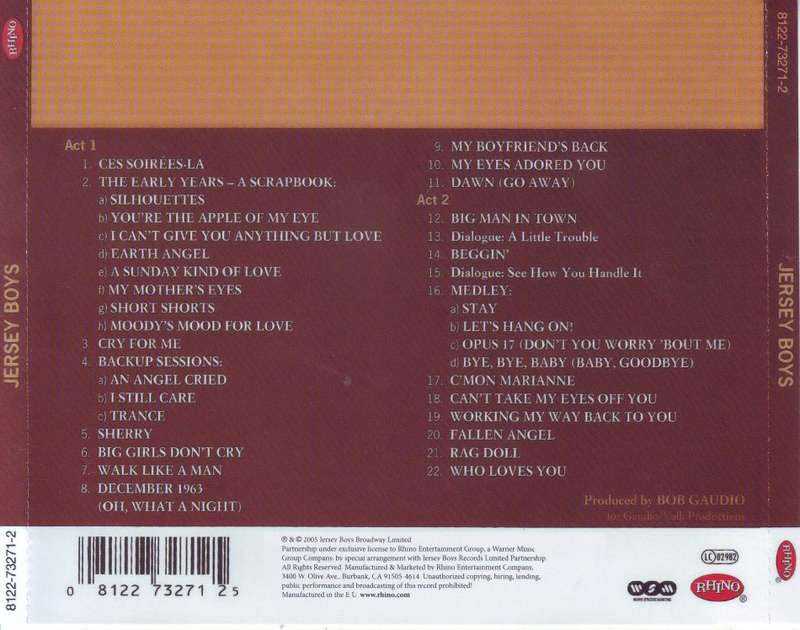 JERSEY BOYS - Original Broadway cast recording (CD) 8122-73271-2