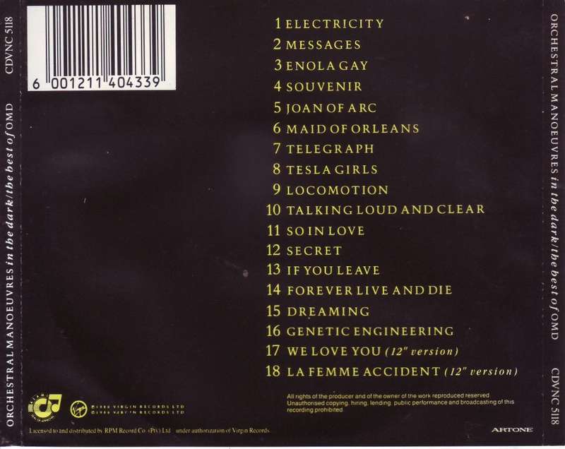 ORCHESTRAL MANOEUVRES IN THE DARK - The Best Of OMD (CD) CDVNC 5118 NM-