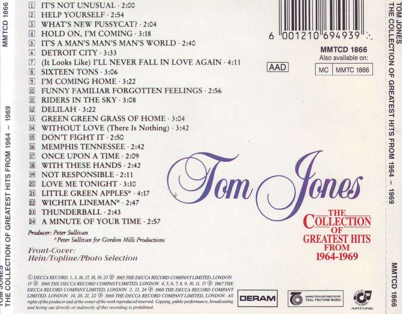 TOM JONES - The collection of greatest hits from 1964-1969 (CD) MMTCD 1866 VG+