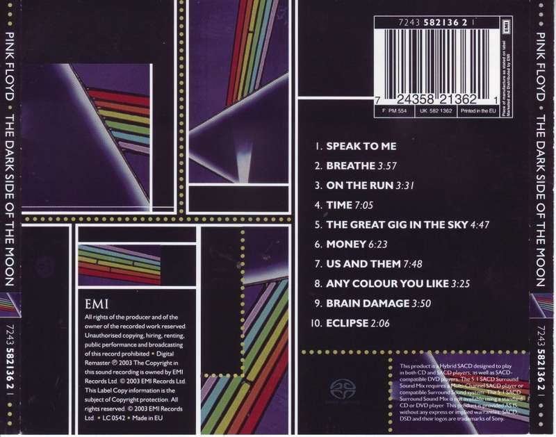 PINK FLOYD - The dark side of the moon (hybrid SACD, 30th anni) 7243 582136 2 1 EX (FREE BULK SHIP)