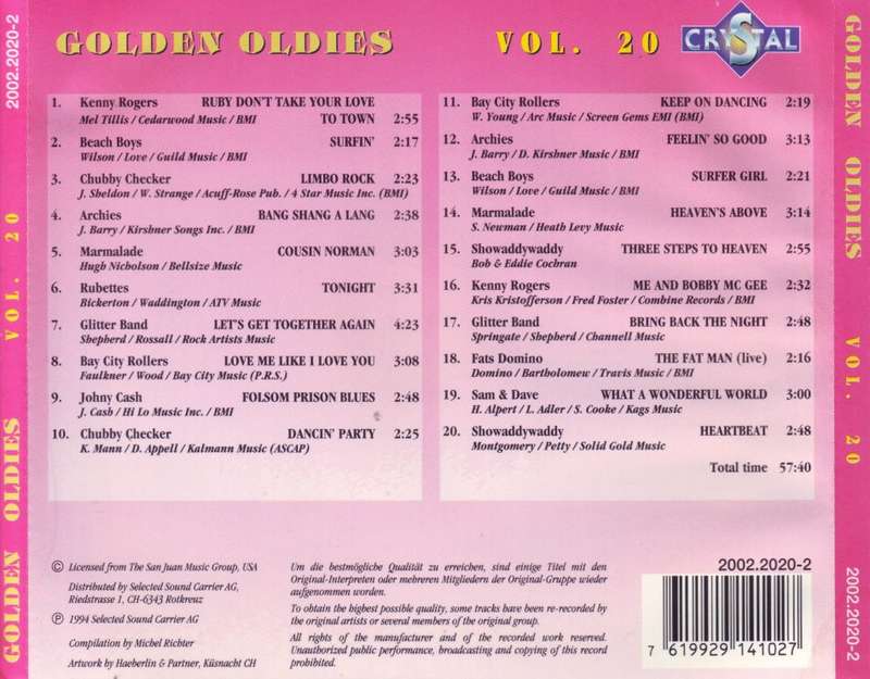 GOLDEN OLDIES VOL. 20 - Compilation (CD) 2002.2020-2