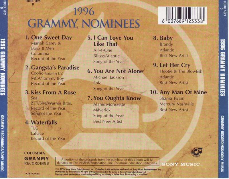 1996 GRAMMY NOMINEES - Compilation  (CD) CDCOL 5021 D EX