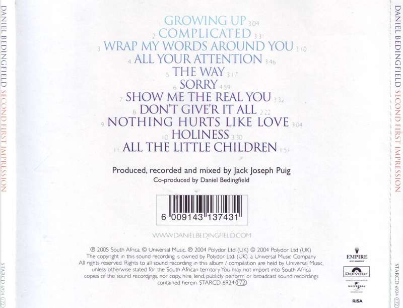 DANIEL BEDINGFIELD - Second first impression STARCD 6924