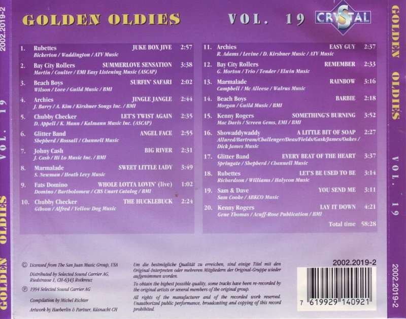 GOLDEN OLDIES VOL. 19 - Compilation (CD) 2002.2019-2