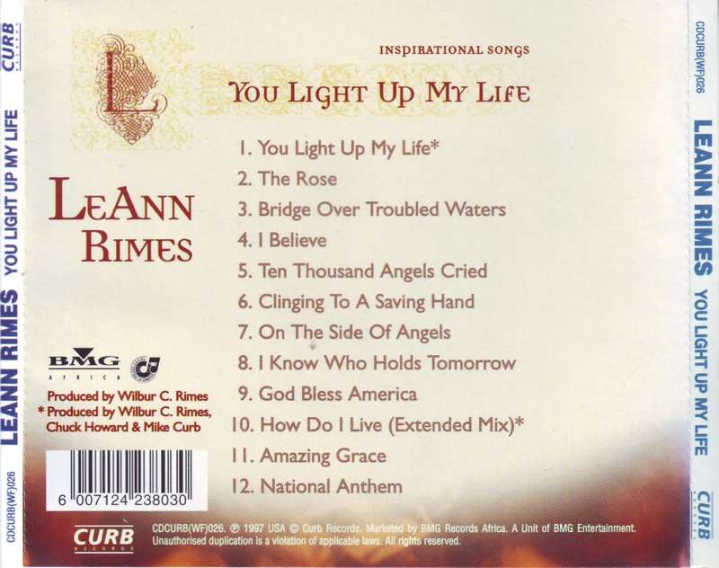 LEANN RIMES - You light up my life: inspirational songs (CD) CDCURB(WF)026 VG+