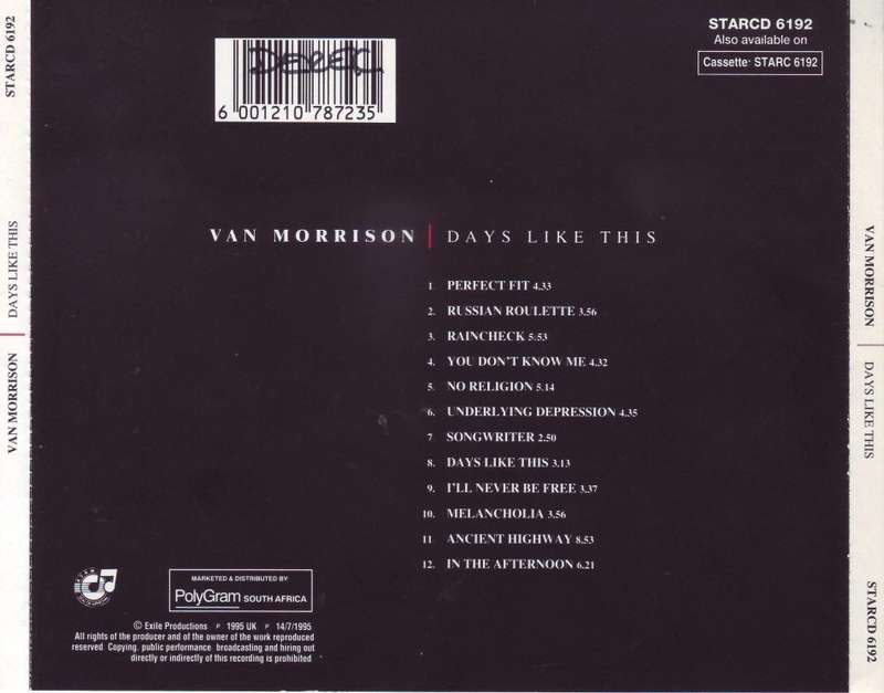 VAN MORRISON - Days like this (CD) STARCD 6192 NM-