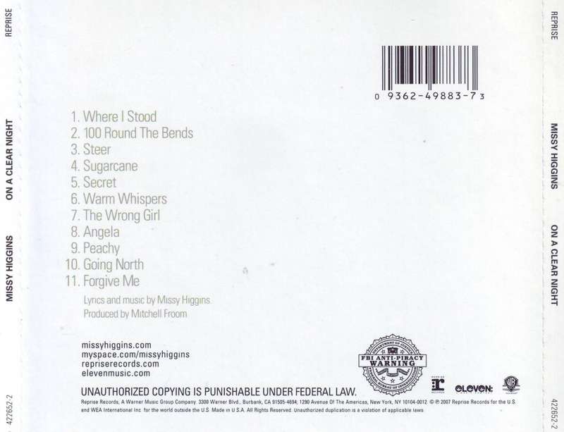 MISSY HIGGINS - On a clear night (CD) 422652-2  NM