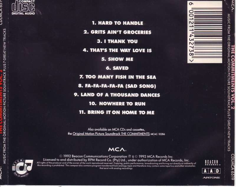 THE COMMITMENTS - Vol. 2  CDLMCA 6519 NM-