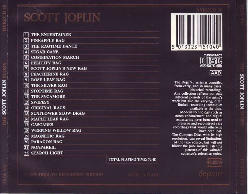SCOTT JOPLIN - The Scott Joplin Story (CD) DVRECD 10 NM-