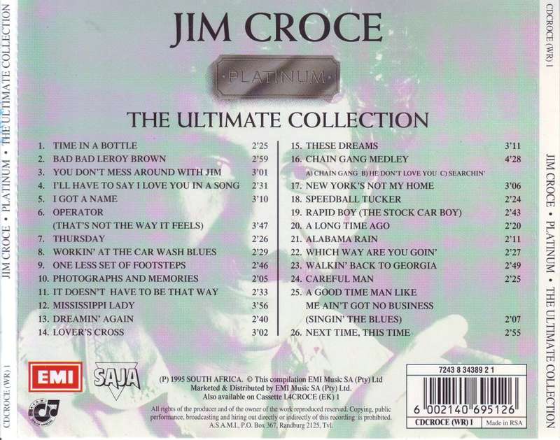 JIM CROCE - Platinum: the ultimate collection (CD) CDCROCE (WR) 1 EX